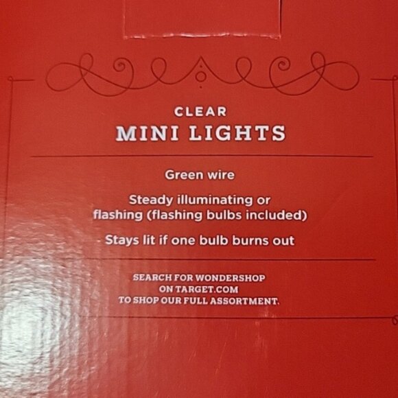 Wondershop 100 ct Clear Mini Lights Green Wire indoor / Outdoor 24’8” Long. NEW - Picture 2 of 3